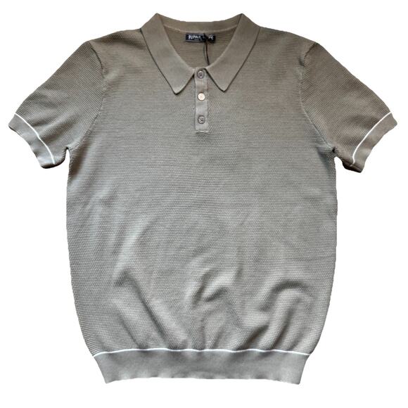 PJ Paul Jones Mens Knit Polo Shirt Beige NWT - Size M - Picture 1 of 8